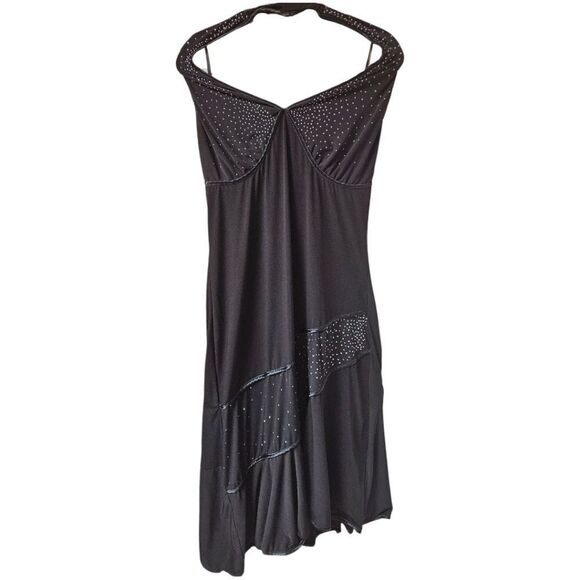 TORRID BLACK  Halter Neck  ASYMMETRICAL dress with embellished silver Studs 16 - Picture 1 of 16